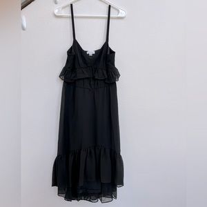 Calvin Klein NWOT Black V-Neck Spaghetti Strap Ruffle High-Low Dress